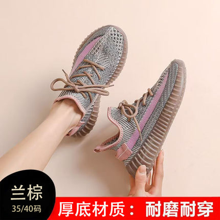 350 Unisex Large Size Yeezy Shoes Breathable Fly-Knit Sneakers Autumn Mesh Running Shoes Cross-Border Wholesale in Stock