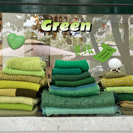 Infinite Forest Green is coming ~ dark blue light blue * white solid color warm scarf green knitted scarf autumn and winter all-matching