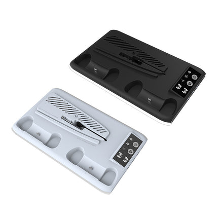 Suitable for Ps5 Slim Multifunctional Cooling Base with Rgb Light, Ps5 Charging Base, Dual Controller Charging with Hook