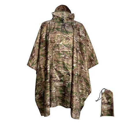 Three-In-One Camouflage Poncho Raincoat Outdoor Cycling Hiking Hiking Camping Style Multi-Functional Tactical Rainproof Poncho