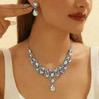 Ab color diamond necklace + earrings