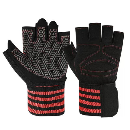 Fitness Gloves Half-Finger Men's and Women's Non-Slip Breathable Summer Weightlifting Hand Guards Dumbbell Equipment Training Long Wrist Cycling Gloves