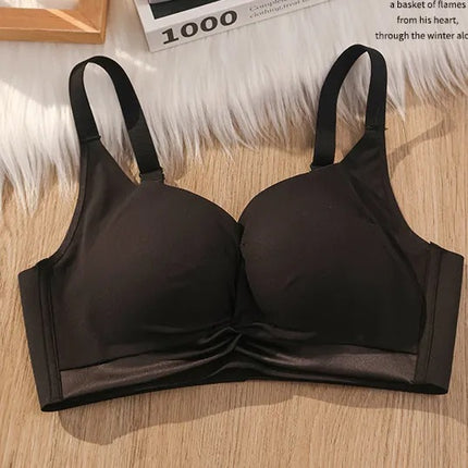 100% Mulberry Silk Seamless Underwear Women's Small Push-Up Breast Gathering 2025 New Breast Reduction Wireless Bra Winter
