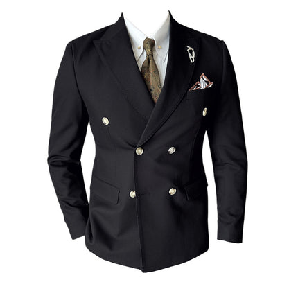 Barge collar dark solid color groom wedding dress suit three-piece business leisure tide annual meeting wholesale group purchase studio
