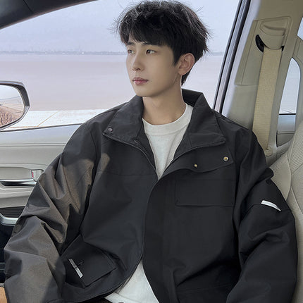 plus size Men's Windproof Waterproof Jacket Spring and Autumn Plus-sized All-match Jacket Korean-style Loose Casual Jacket
