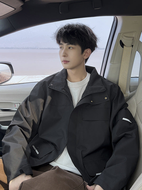 plus size Men's Windproof Waterproof Jacket Spring and Autumn Plus-sized All-match Jacket Korean-style Loose Casual Jacket