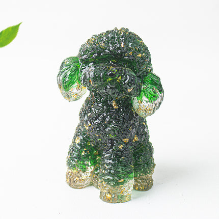 Natural Crystal Crushed Stone Resin Teddy Dog Animal Figurine Decoration for Home Desktop Decoration Cute Amethyst