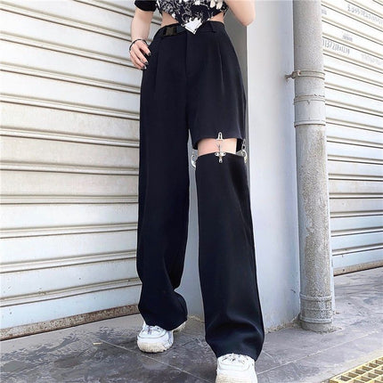 Summer Spicy Girl Street Fashion Hollow-Out Dress Pants Ins High Street Girl Stylish Thin Casual Pants Designer Pants