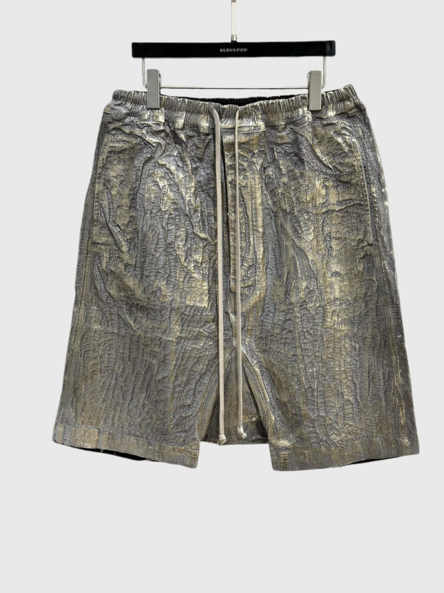 Subhuman Men's | Metallic Luster Crack Heavy Craftsmanship Heavy Crotch Design Thick Coated Five-Point Shorts