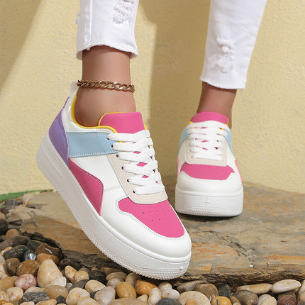 White Shoes Women's New Fashion Sports Casual Shoes Cross-border Foreign Trade plus size All-match Breathable Thick Sole Heightening Shoes