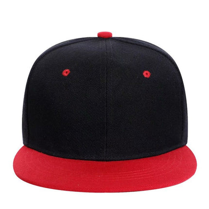 Cross-Border Color-Blocked American-Style Six-Panel Flat-Brim Hip-Hop Hat for Men and Women, Solid Color Plain Flat-Brim Hip-Hop Baseball Cap, Unisex