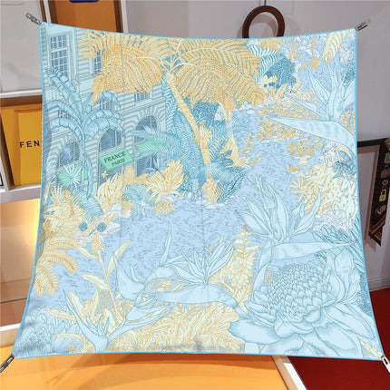 90cm French Retro All-match New Jungle Garden Twill Decorative Shawl Large Square Scarf Gift Scarf