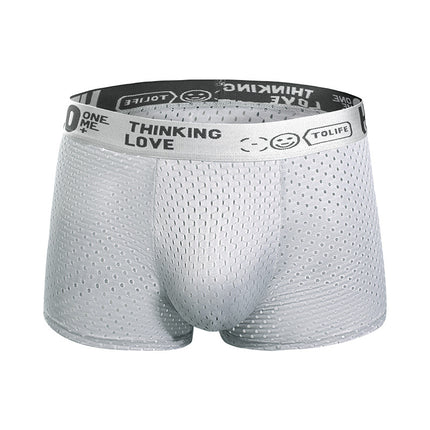 Hello Ice Silk Men's Underwear Skin-Friendly Breathable Mesh Quick-Drying Boxer Briefs Antibacterial Crotch Youth Boxer Shorts