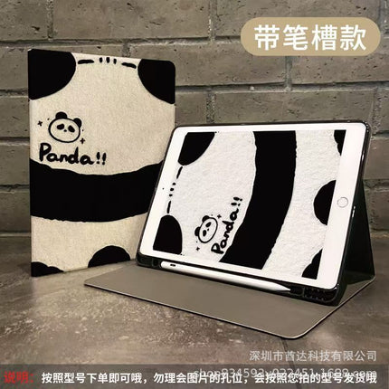 Book Silk Pattern Ipad11 Protective Case Pro10/9 Panda All-Inclusive Air5/4 Tablet Protective Case with Pen Slot