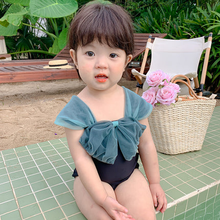 Ins Kidsren's Swimsuit Girls One-Piece Bow 2023 New Korean Cute and Stylish Baby Popular Swimsuit