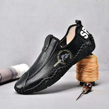 Cross-border Independent Station Amazon Explosions Loafers Handmade Soft Sole Slip-on Casual Leather Shoes Large Size 4748