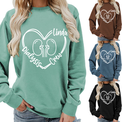 Foreign trade supply dialysis love printing round neck women's coat sweater foreign trade supply autumn and winter coat leisure