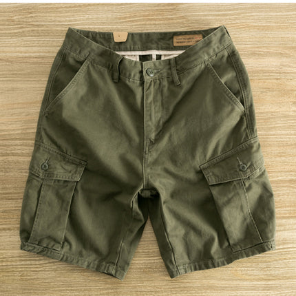 Japanese Retro Tooling Shorts Summer Men's Washed Cotton Elastic Micro Elastic Comfortable Sports Tooling Shorts Shorts