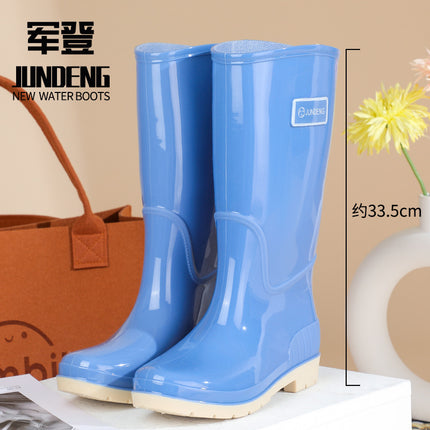 New Cross-Border Fashion Women Rain Shoes High Tube Women's Rain Boots Non-Slip Waterproof Pvc Warm Water Shoes