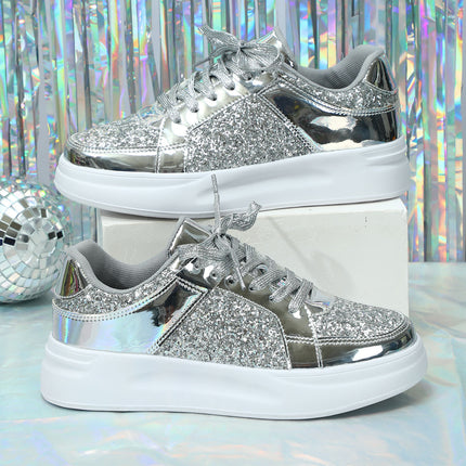 Spring and Autumn Fashionable Glitt Platform Board Shoes Increased Breathable Casual sneaker Couple's Outdoor Trendy Shoes