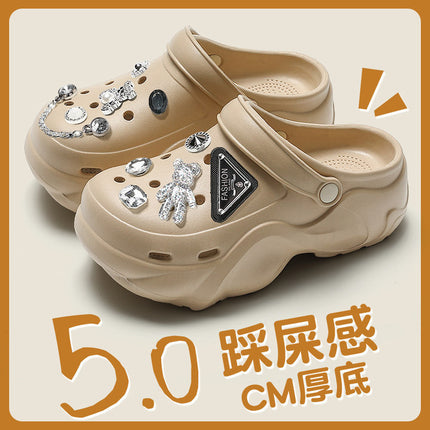 2025 with Little Red Riding Book Explosive Internet Celebrous Cave Shoes Summer Wear Cute Cartoon Thick Sole Non-slip Baotou Slippers