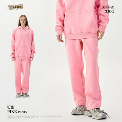 Tilani Men's Clothing 2026 Spring and Autumn Solid Color Basic Sports Suit American Style Trendy Brand Fleece-Lined Thickened Sweatshirt and Sweatpants
