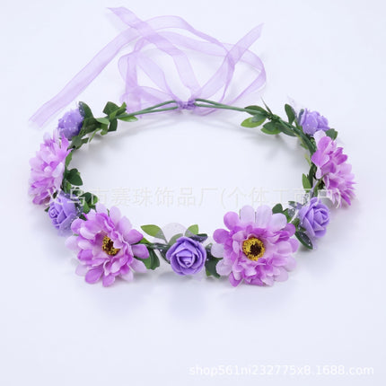 Beautiful Mori Women's Hair Flower Korean Style Hair Band Seaside Beach Wreath Headwear Mori Women's Super Fairy Wreath Headwear New Hair Accessories