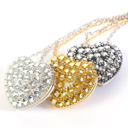 2025 Cross-Border Trendy Women's Flash Diamond Lipstick Bag Mini Chain Tassel Women's Small Bag Women's Trendy Heart-Shaped Headphones