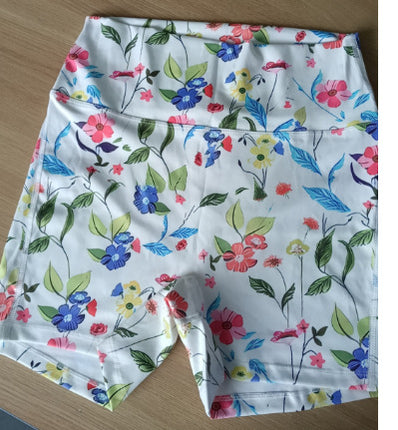High-Waisted Butt-Lifting Naked-Feel Brushed Yoga Shorts Voxy Printed Summer High-Elastic Quick-Drying Three-Quarter Pants