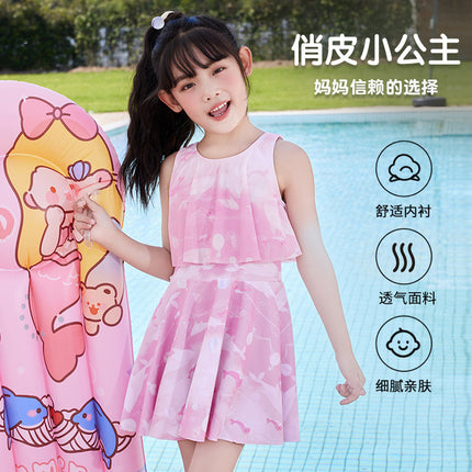 Children's swimsuit cute middle and big children's split swimsuit Marine cartoon printed swimsuit comfortable inner village Korean style