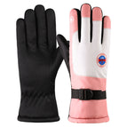 Ski red label—pink with white