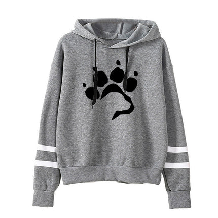 AliExpress Amazon Cross-border Love Dog Foot Print Parallel Bars Striped Print Hooded Sweatshirt suit Ladies