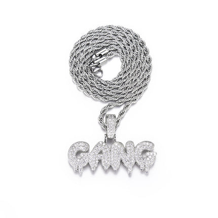 New Hip Hop Pendant Personality Full Diamond GAME Letter Creative Water Drop Hip Hop Jewelry Men Factory Direct Sale