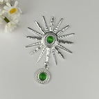 Silver sunflower green beads