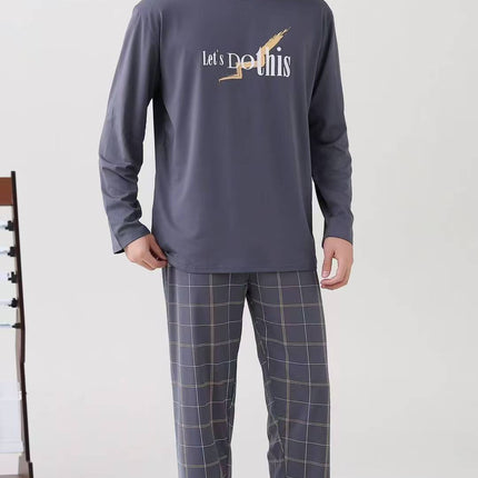 [Sold Out, Check for New Products] 2025 Autumn Pajamas for Men, Long-Sleeved, Loose-Fitting, Casual, Suitable for Wearing Outside as Loungewear