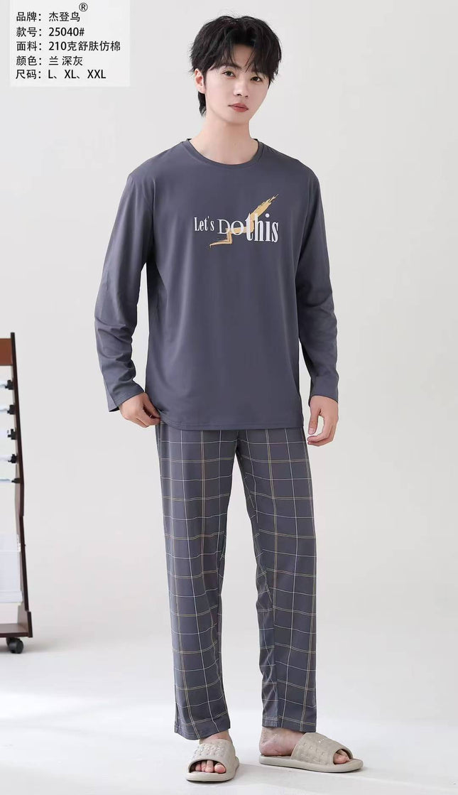 [Sold Out, Check for New Products] 2025 Autumn Pajamas for Men, Long-Sleeved, Loose-Fitting, Casual, Suitable for Wearing Outside as Loungewear
