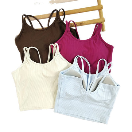 Lulu's Same Sports Bra with Double Shoulder Straps, Fixed Cup, Beautiful Back Fitness Top, Women's Running Training Yoga Bra