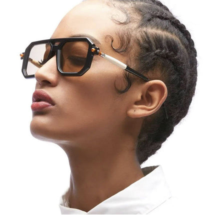 2023 New Double-Beam Glasses Frame Square Frame Fashion Sunglasses European and American Internet Celebrity Street Photography Sunglasses Ins Sunglasses