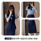 Navy Blue Vest Short-Sleeved Shirt Dress / S