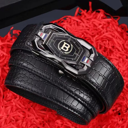 Men's Recycled Leather Belt with Automatic Buckle, Trendy and Versatile for Young and Middle-Aged People, Business Pants Belt Wholesale Waistband