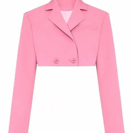 Ins Amazon Hot Selling Women's Two-Piece Short Skirt Suit Double-Breasted Short Suit Jacket Pleated Mini Skirt