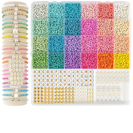 Cross-Border Popular 8000Pcs Glass Rice Beads Letter Bead Set 3mm Morandi Color Bead Set