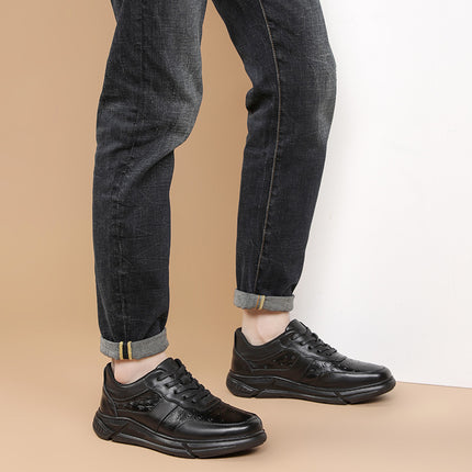 Spring New Men's Shoes, First-Layer Cowhide, Lightweight Sports Casual Shoes, Ostrich Pattern, Versatile Men's Leather Shoes, Genuine Leather