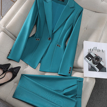 Amazon European and American Cross-Border Popular Commuter Foreign Trade Women's Blazer Professional Pants Dress Two-Piece Suit