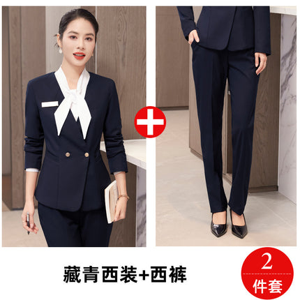 Blue Professional Suit suit Female Hotel Manager Front Desk Gold Shop Jewelry Shop Beauty Salon China Southern Airlines Stewardess Uniform Spring