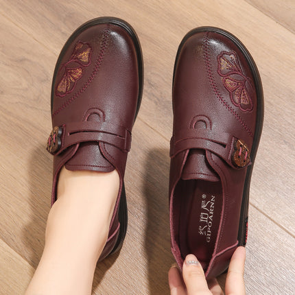 Mom's Shoes Are Comfortable and Non-Tiring, Suitable for Middle-Aged and Elderly Women, with Soft Soles, Non-Slip, Lightweight, Breathable Leather Shoes for Summer, Women's Sandals