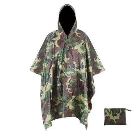 Three-In-One Camouflage Poncho Raincoat Outdoor Cycling Hiking Hiking Camping Style Multi-Functional Tactical Rainproof Poncho