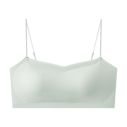 Popular Seamless Beauty Back Bra for Women, Tube Top, Spaghetti Straps, No Rims, Small Breast Push-Up, Glossy One-Line Support Bra