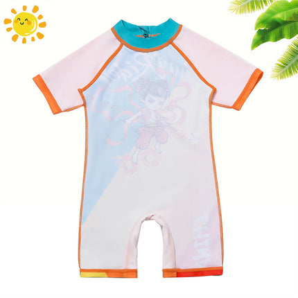 2025 Nezha Swimsuit Kidsren's Cartoon Swimsuit Swimming Cap Cute Boy Swimsuit Small and Medium-Sized Kidsren's One-Piece Swimsuit
