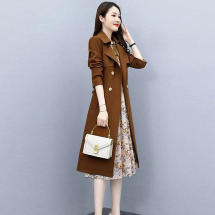Early autumn floral dress two-piece 2024 autumn new women's western style age-reducing slimming early autumn suit skirt
